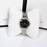 Gucci GG2570 Diamonds Black Dial Silver Steel Strap Watch For Women - YA142404