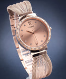 Guess Chiffon Rose Gold Dial Mesh Bracelet Watch For Women - W1083L3