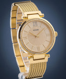 Guess Soho Champagne Dial Stainless Steel Mesh Bracelet Watch For Women - W0638L2