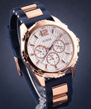 Guess Interpid White & Rose Gold Dial Blue Silicone Strap Watch For Women - W0325L8