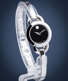 Movado Rondiro 22mm Black Dial Silver Steel Strap Watch For Women - 0606796