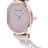 Emporio Armani Gianni T Bar Pink Dial Two Tone Steel Strap Watch For Women - AR11223