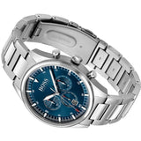 Hugo Boss Pioneer Blue Dial Silver Steel Strap Watch for Men - 1513867