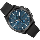 Hugo Boss Grandmaster Blue Dial Black Leather Strap Watch for Men - 1513883