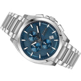 Hugo Boss Grandmaster Blue Dial Silver Steel Strap Watch for Men - 1513884