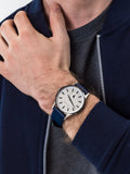 Emporio Armani Renato White DIal Blue Leather Strap Watch For Men - AR11119