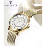 Maserati Epoca Mother of Pearl Dial Yellow Gold Mesh Strap Watch For Women - R8853118502