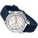 Maserati Successo Chronograph White Dial Blue Rubber Strap Watch For Men - R8871621013