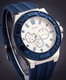 Guess Force White Dial Blue Rubber Strap Watch For Men - W0674G4