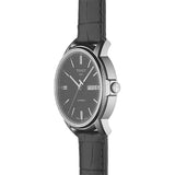 Tissot Automatics III Day Date Black Dial Black Leather Strap Watch For Men - T065.430.16.051.00