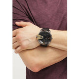 Diesel Uber Chief Two Hand Black Dial Black Leather Strap Watch For Men - DZ7377